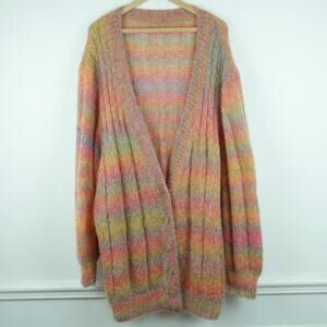 Handmade Cardigan XXL Oversized Mohair ? Shaggy Fuzzy Rainbow Pastel Grunge